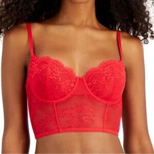 INC International Concepts Womens Lace Bustier Ski Patrol Red Medium Wired Lace